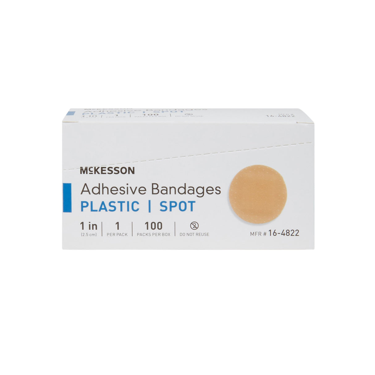 Adhesive Spot Bandage McKesson Plastic Tan 1 Inch Diameter Sterile - BeHope