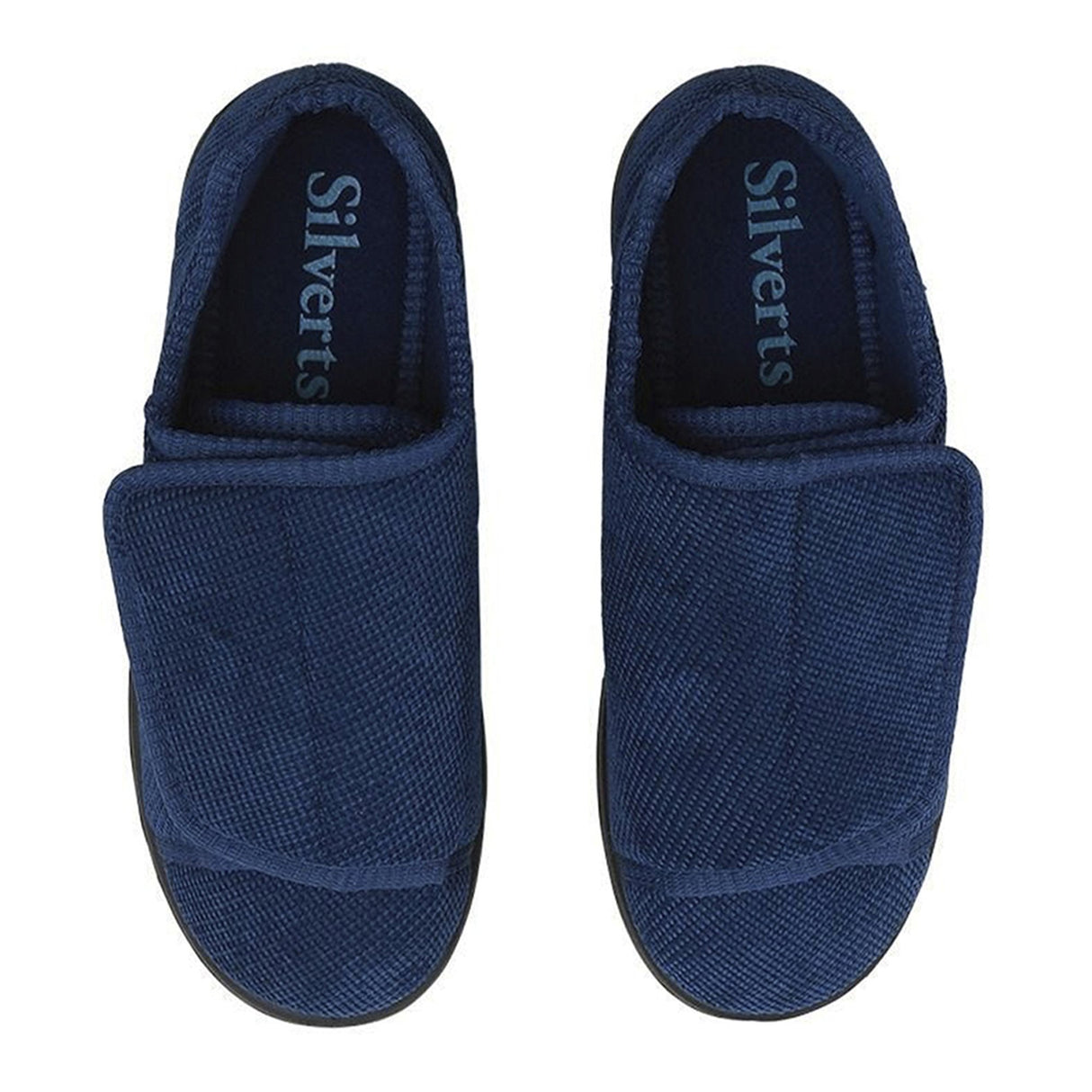 Slippers Silverts® Female Adult Size 6 / 2X-Wide Hard Sole Single Patient Use Navy Blue - BeHope