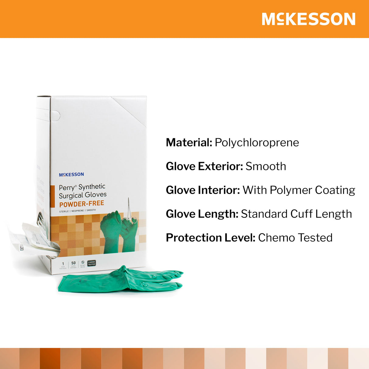 Surgical Glove McKesson Perry® Performance Plus Size 8.5 Sterile Polychloroprene Standard Cuff Length Smooth Dark Green Chemo Tested - BeHope