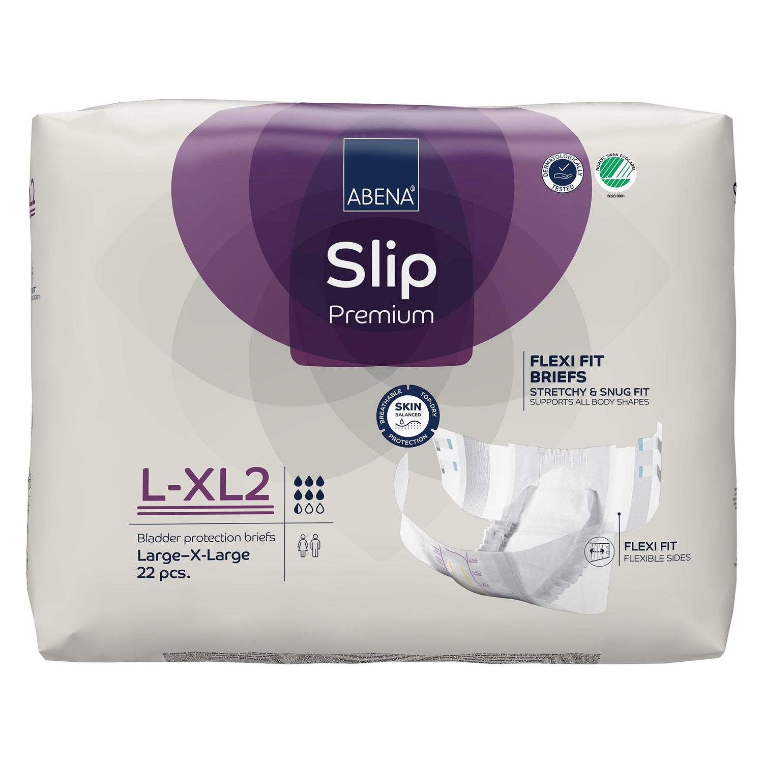 Unisex Adult Incontinence Brief Abena Slip Flexi Fit Large / X-Large Disposable Heavy Absorbency - BeHope