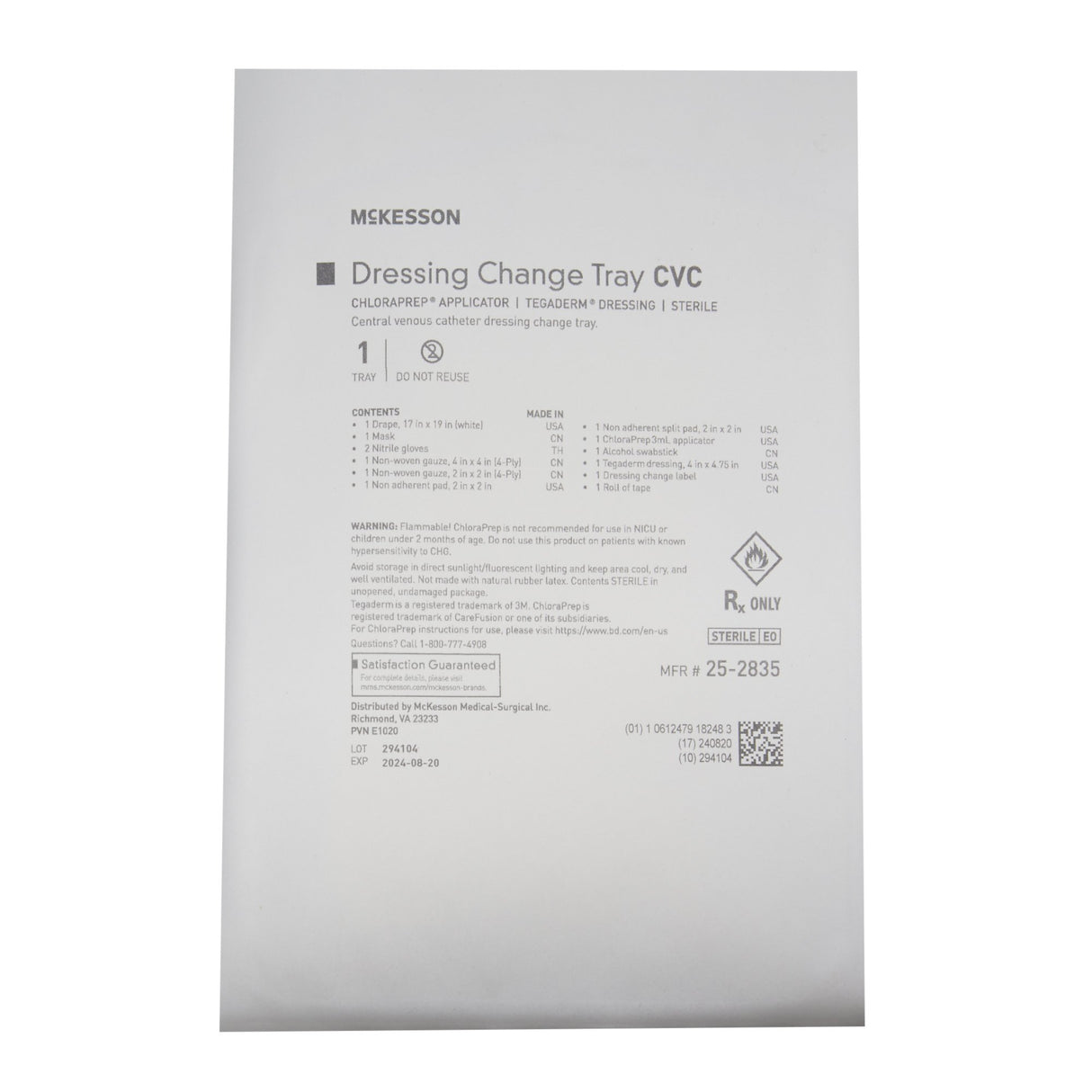 Dressing Change Tray McKesson Central Line - BeHope