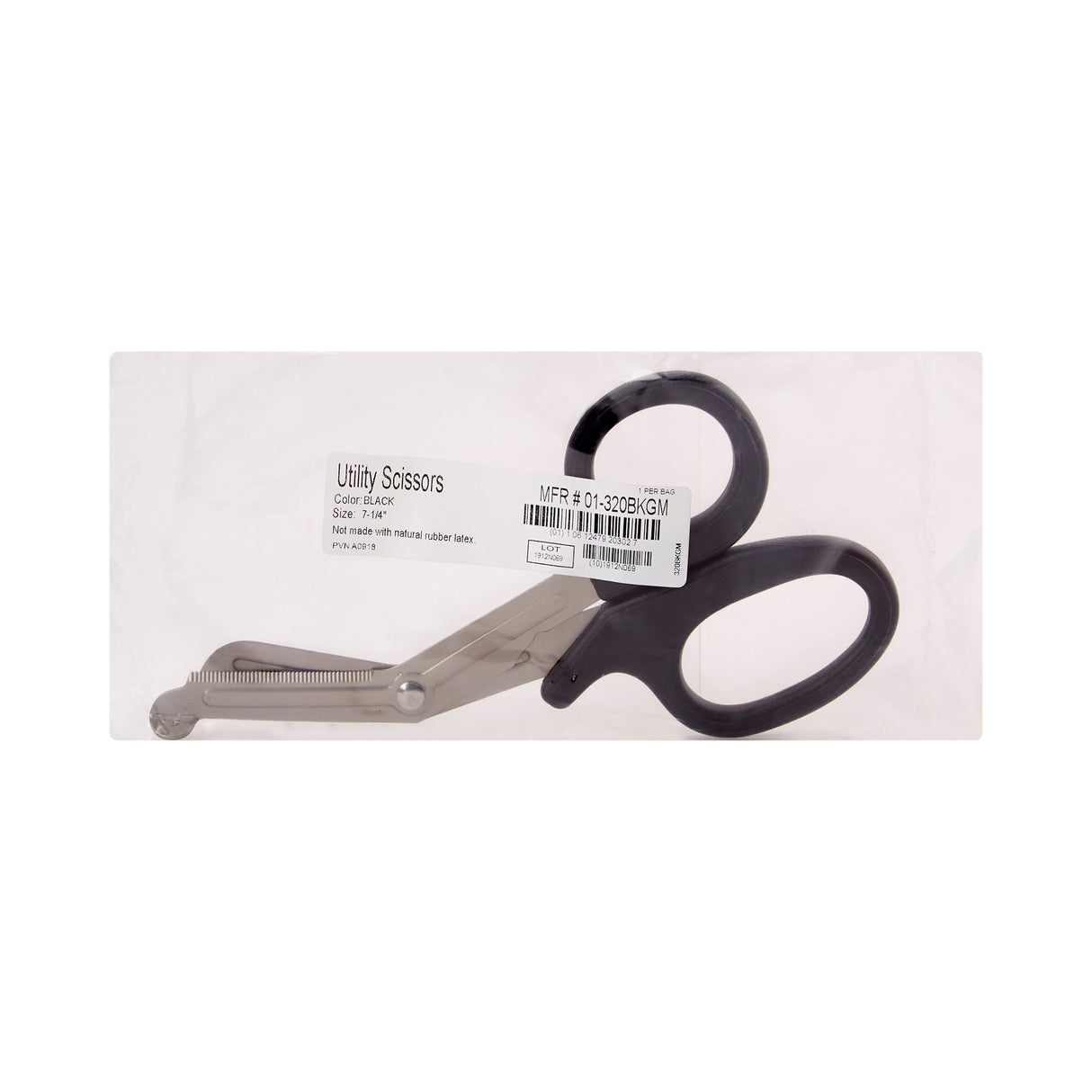 Utility Scissors McKesson 7-1/4 Inch Length Office Grade Stainless Steel / Plastic NonSterile Finger Ring Handle Angled Blunt Tip / Blunt Tip - BeHope