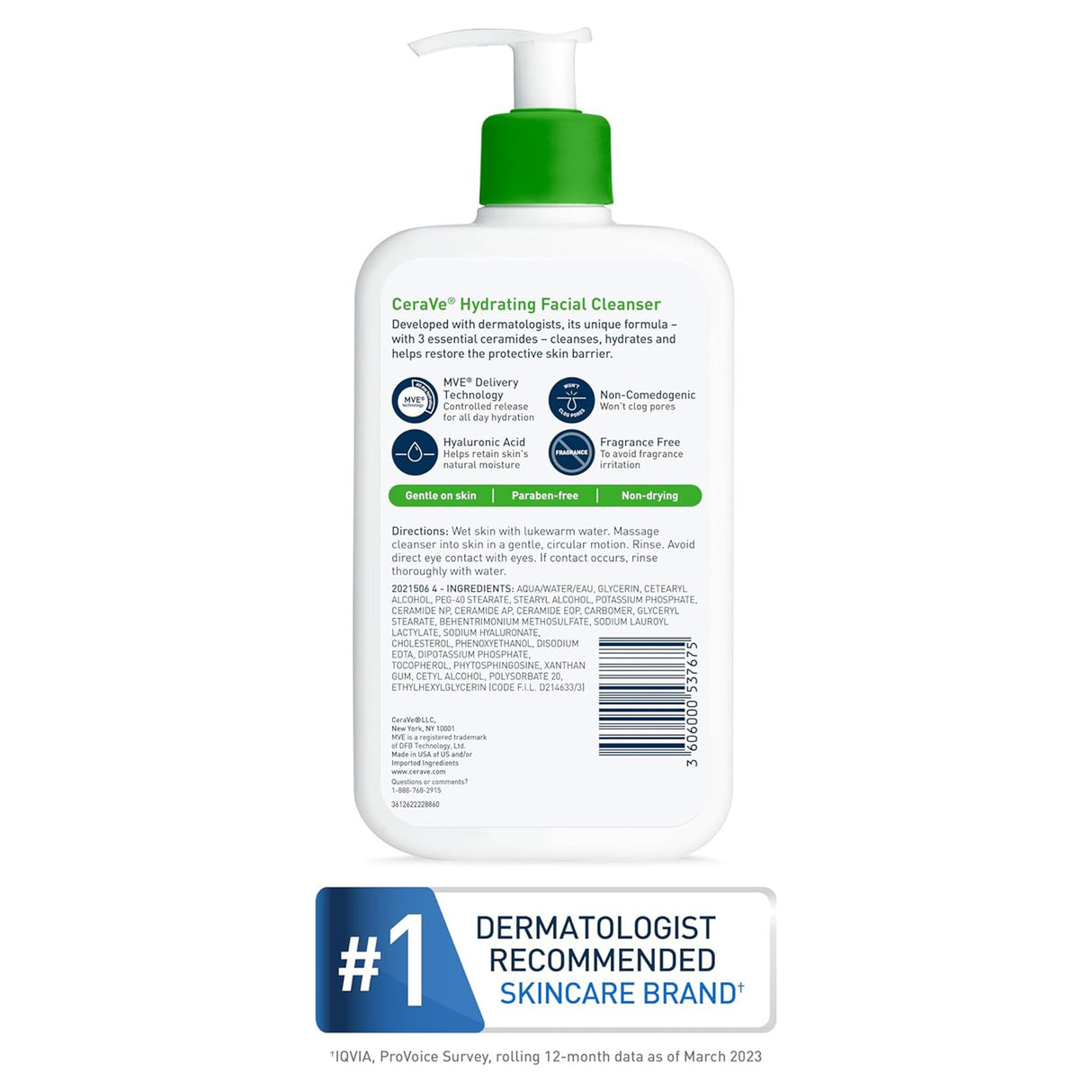 Facial Cleanser CeraVe® Foaming Foaming 16 oz. Pump Bottle Unscented - BeHope