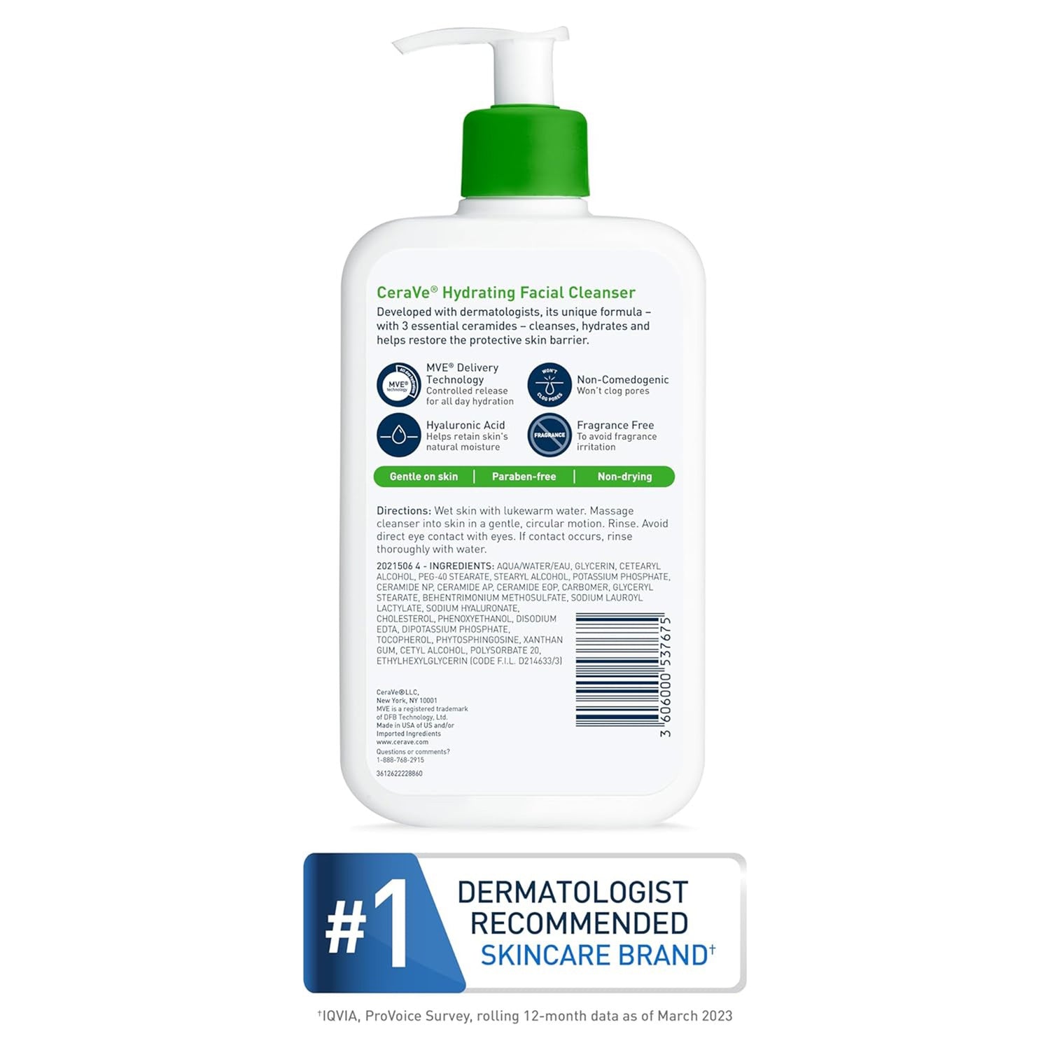 Facial Cleanser CeraVe® Foaming Foaming 16 oz. Pump Bottle Unscented - BeHope