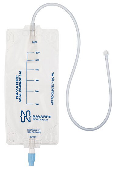 Gravity Drainage Bag Navarre® Without Tubing 600 mL Sterile Luer Connector Barrier - BeHope