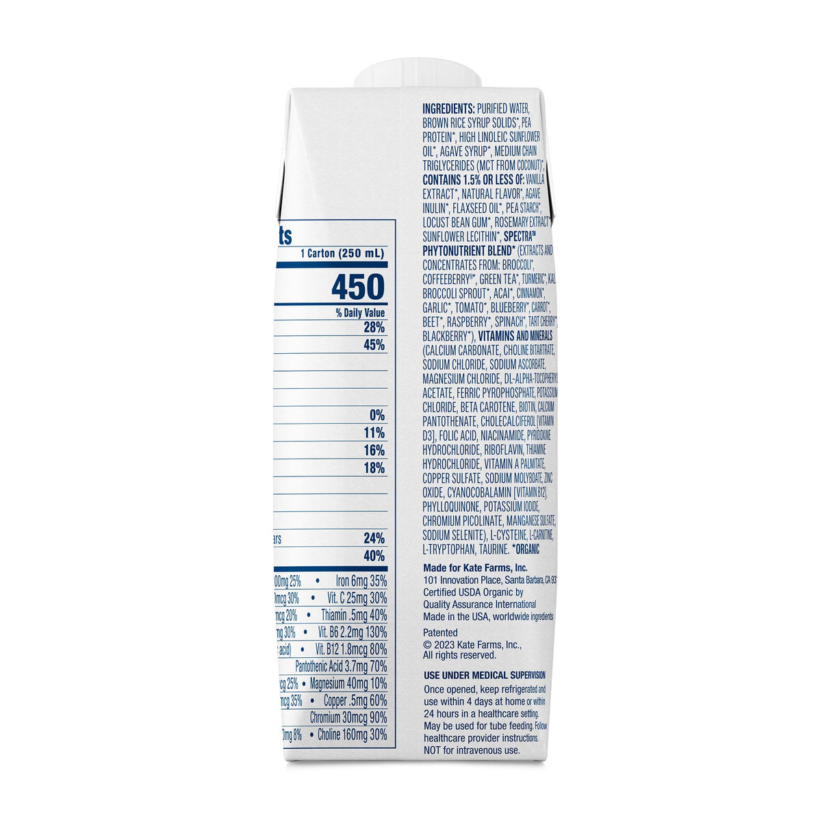 Oral Supplement Kate Farms Renal Support 1.8 Vanilla Flavor Liquid 8.45 oz. Carton - BeHope