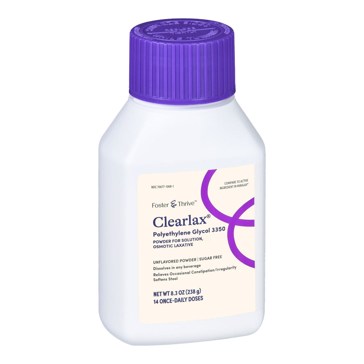 Laxative Foster & Thrive Unflavored Powder 8.3 oz. 17 Gram Strength Polyethylene Glycol 3350
