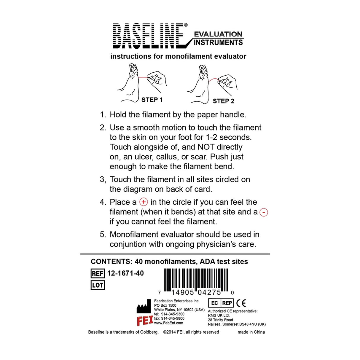 Baseline® ADA Monofilament Sensory Test Level 5.07, 10 Gram Force - BeHope