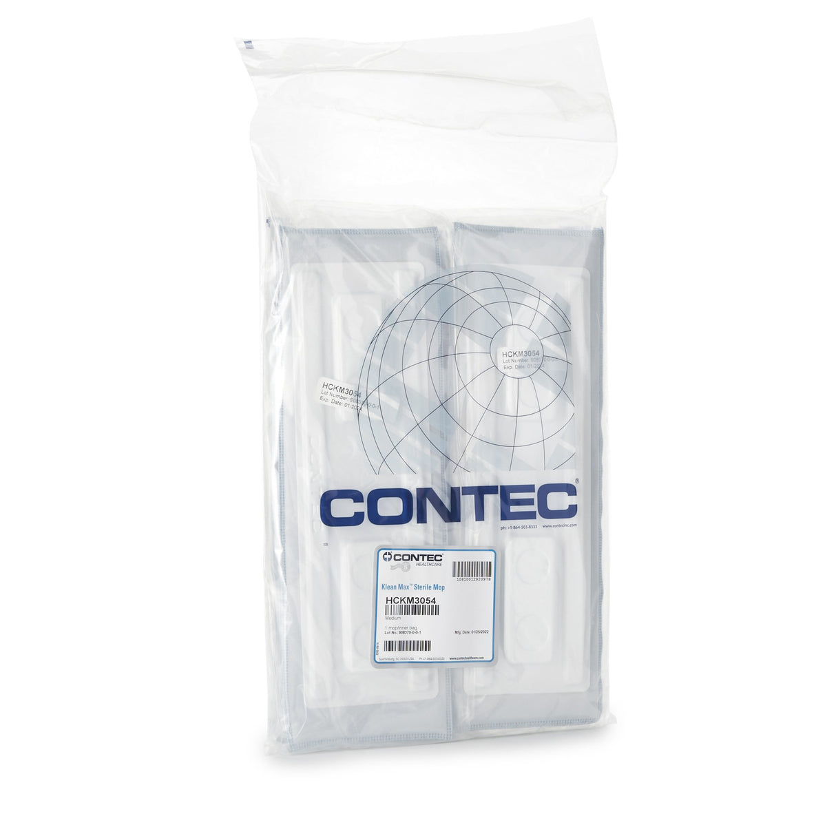 Cleanroom Wet Mop Pad Contec® Klean Max™ Sealed Edge Medium White Microfiber / Polyester Disposable - BeHope