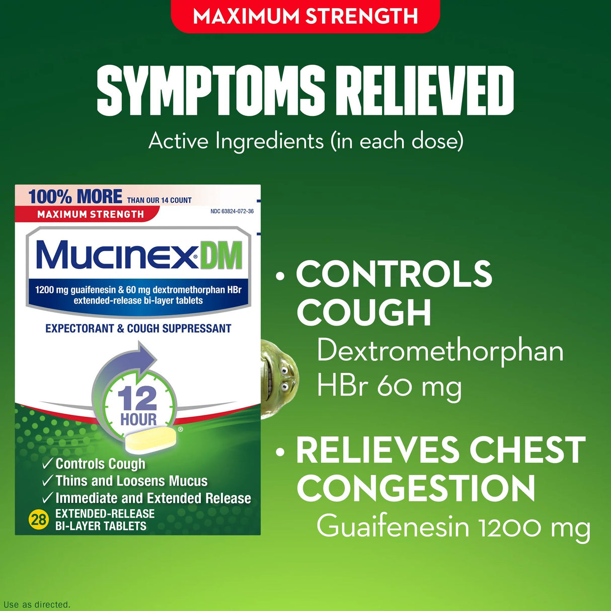 Cold and Cough Relief Mucinex® DM 1,200 mg - 60 mg Strength Tablet 28 per Box - BeHope