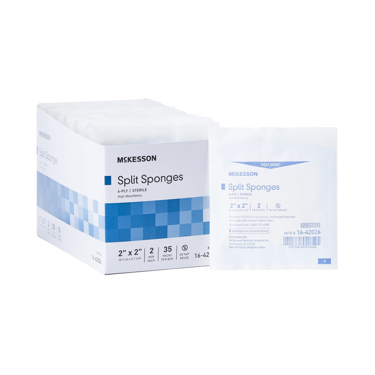 I.V. Sponge McKesson 2 X 2 Inch 6-Ply Sterile 2 per Pack - BeHope
