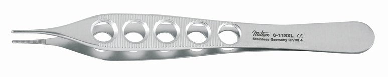 Dressing Forceps Miltex® Adson 4-3/4 Inch Length OR / Surgical Grade German Stainless Steel NonSterile NonLocking Thumb Handle Straight Delicate, Serrated Tips - BeHope