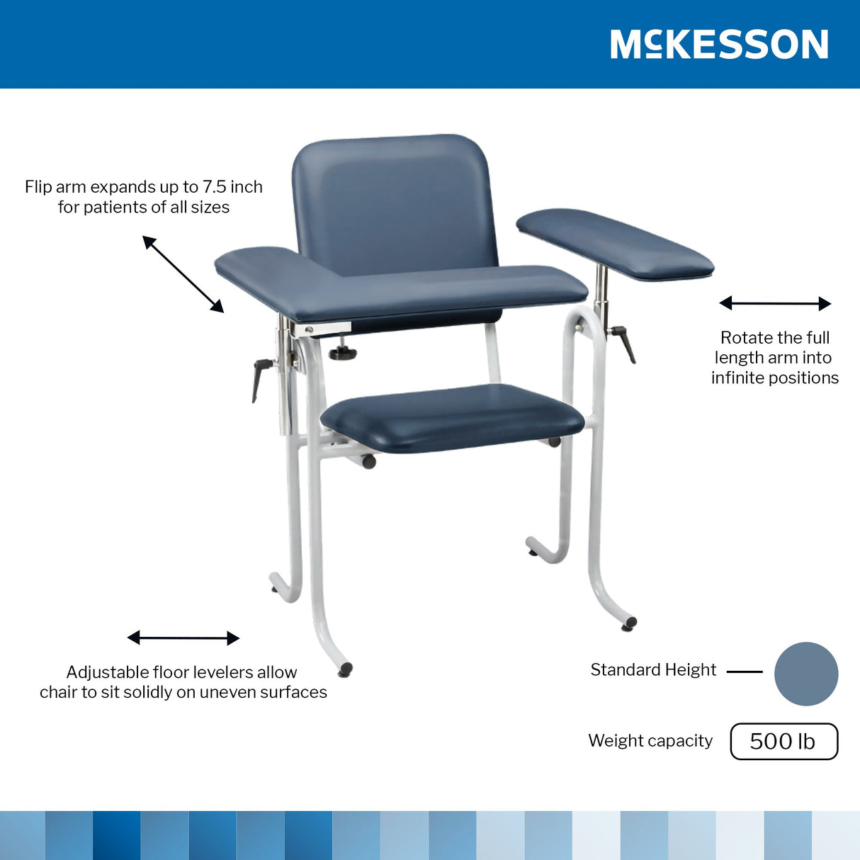 Blood Drawing Chair Mckesson Adjustable Armrests Tool Free Assembly - BeHope