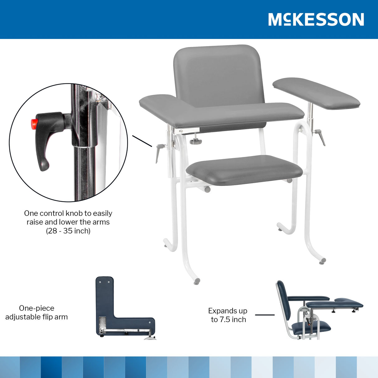 Mckesson Blood Drawing Chair with Adjustable Rotating Armrests - BeHope