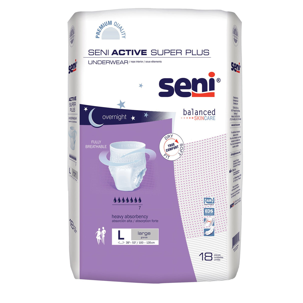 Unisex Adult Absorbent Underwear Seni® Active Super Plus Pull On with Tear Away Seams Large Disposable Heavy Absorbency - BeHope
