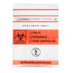Specimen Transport Bag with Document Pouch SafeGuard® TearZone® 6 X 9 Inch Zip Closure Biohazard Symbol / Storage Instructions NonSterile - BeHope