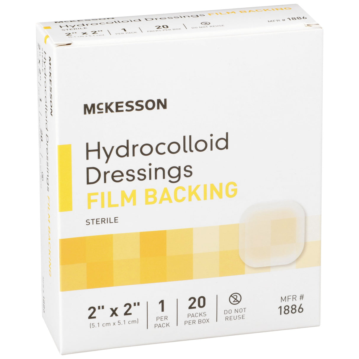 Hydrocolloid Dressing McKesson Waterproof Film Backing 2 X 2 Inch Square Hydrocolloid / Film - BeHope