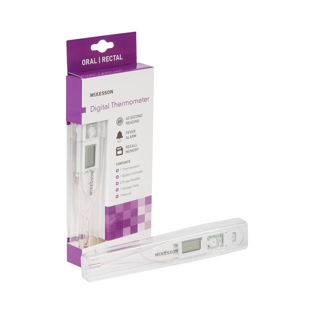 Digital Stick Thermometer McKesson Oral / Rectal / Axillary Probe Handheld - BeHope