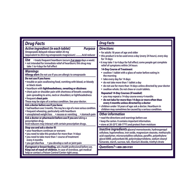 Prilosec Otc® Frequent Heartburn Acid Reducer Tablets - BeHope