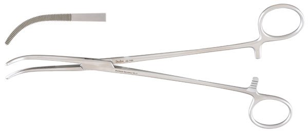 Thoracic Forceps Miltex® Rumel 9 Inch Length OR / Surgical Grade German Stainless Steel NonSterile Locking Finger Ring Handle Curved Serrated Tips - BeHope