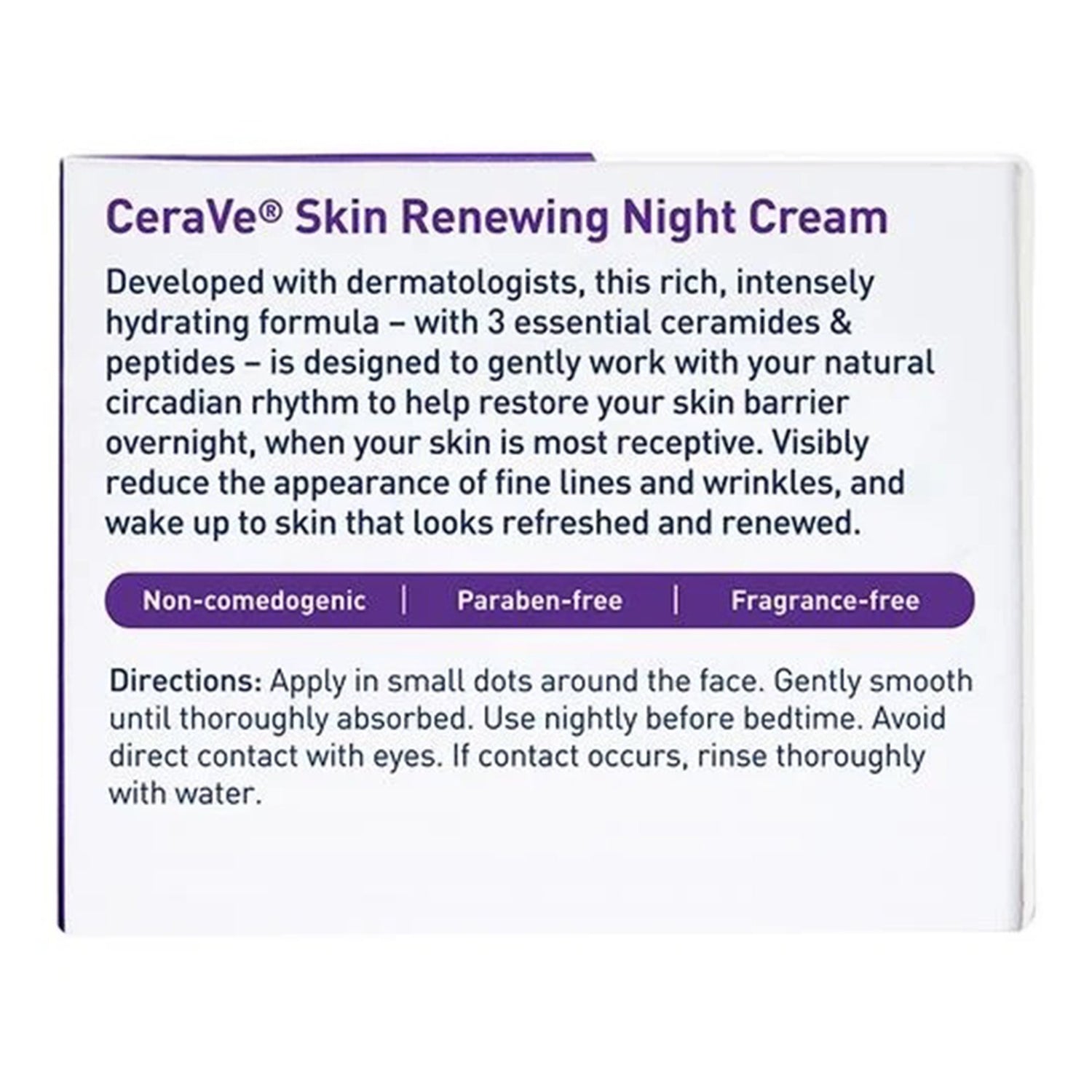 Facial Moisturizer CeraVe® Skin Renewing Night Cream 1.7 oz. Jar Unscented Cream - BeHope