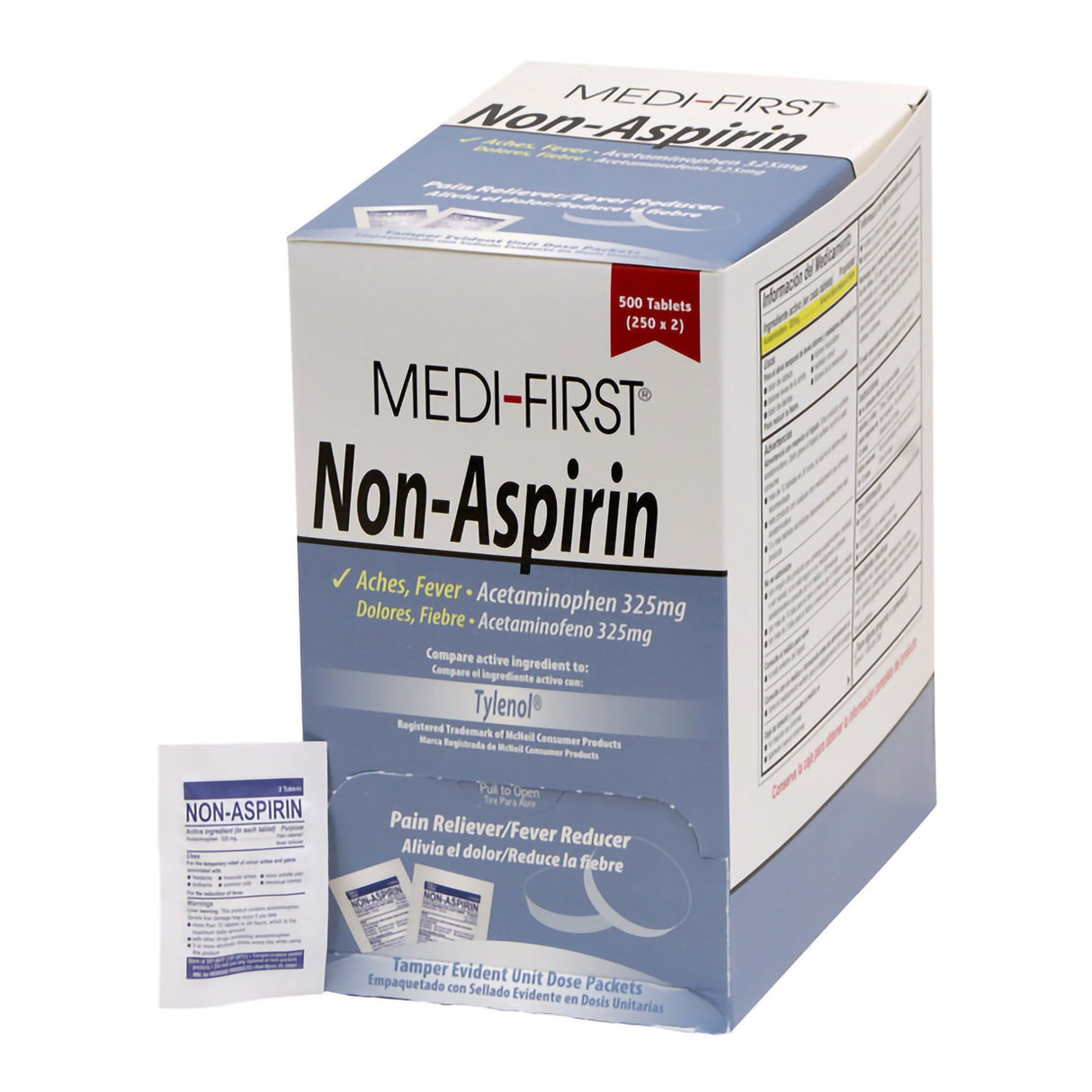 Pain Relief Medi-First® 325 mg Strength Acetaminophen Tablet 250 per Box - BeHope