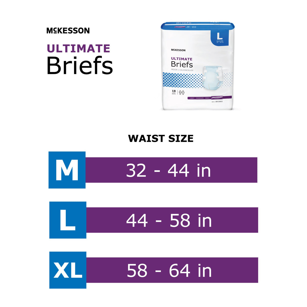 Unisex Adult Incontinence Brief McKesson Large Disposable Heavy Absorbency - BeHope