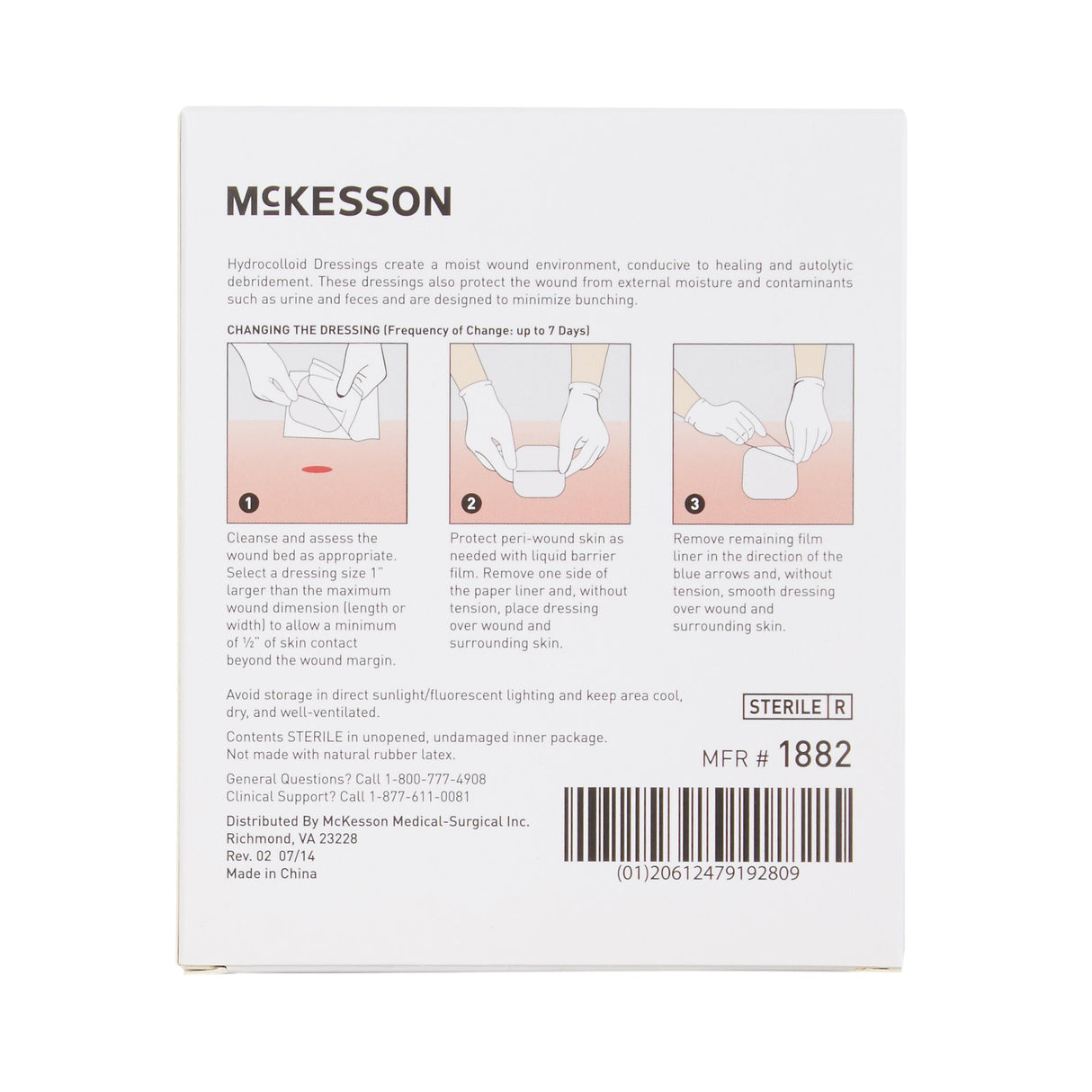 Thin Hydrocolloid Dressing McKesson Film Backing 2 X 2 Inch Square Hydrocolloid - BeHope