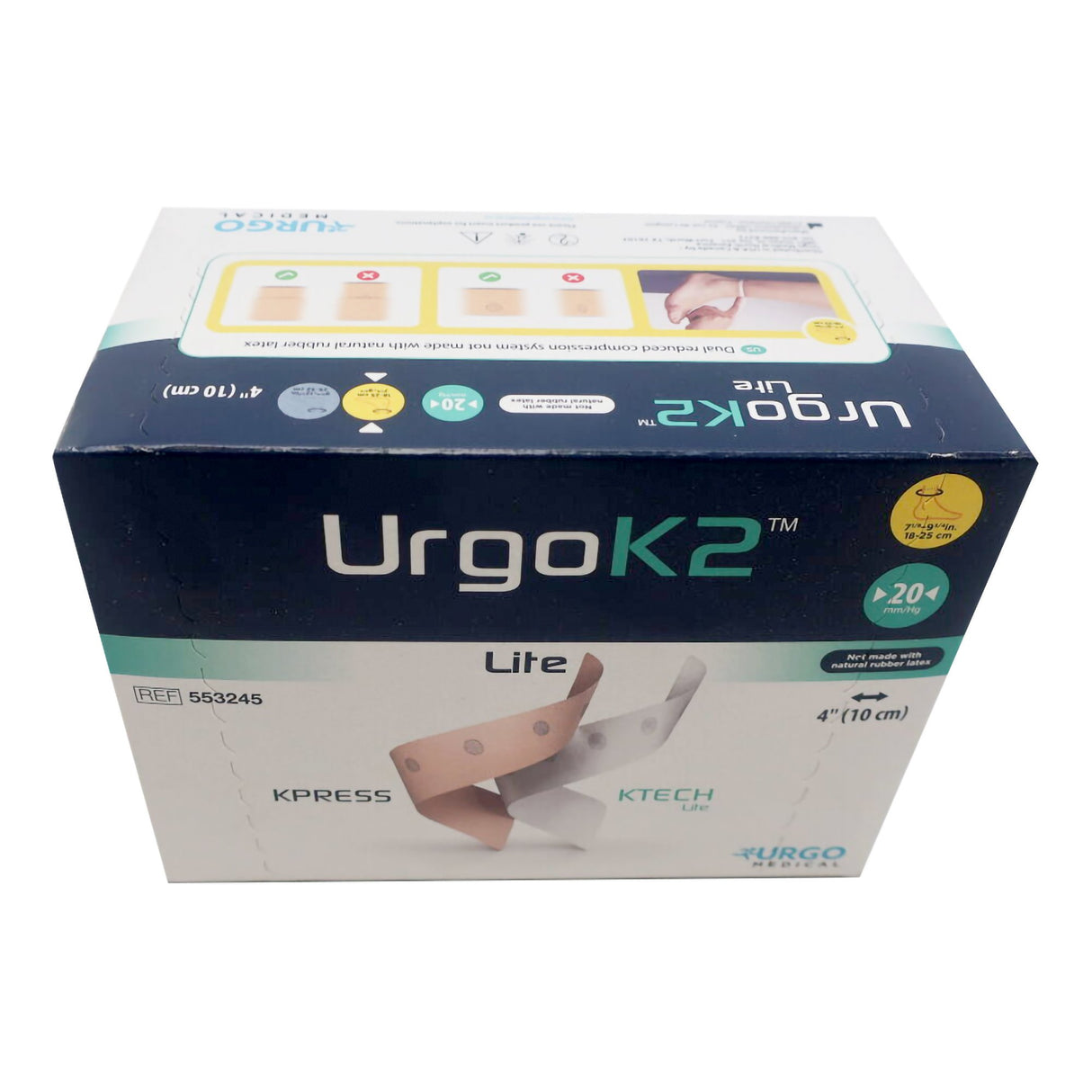 2 Layer Compression Bandage System URGOK2™ Lite 4 X 7-1/8 to 9-3/4 Inch Self-Adherent Closure Tan / White / Pink NonSterile Regular 20 mmHg - BeHope