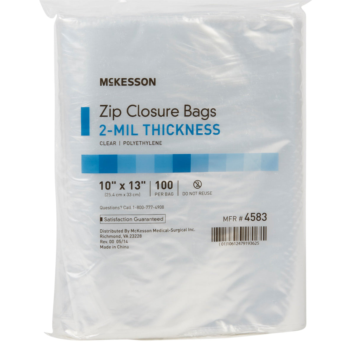Reclosable Bag McKesson 10 X 13 Inch Polyethylene Clear Zipper Closure - BeHope