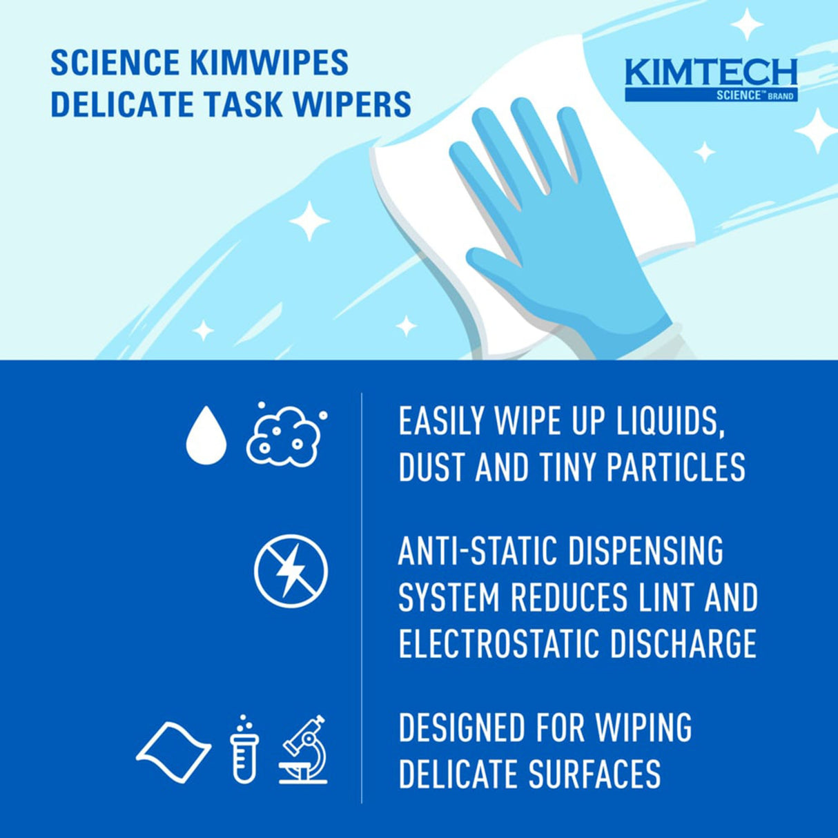 Delicate Task Wipe Kimtech Science™ Kimwipes™ Light Duty 286 Count Dispenser Box 4 X 8-1/5 Inch NonSterile Disposable - BeHope