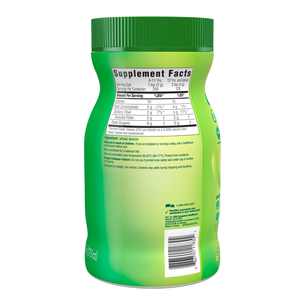 Oral Supplement Benefiber® Unflavored Powder 17.6 oz. Bottle - BeHope