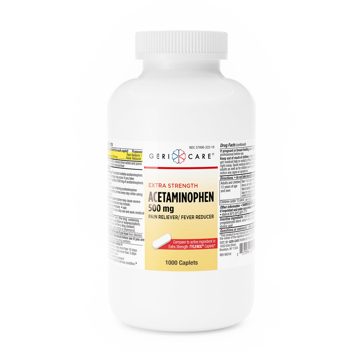 Pain Relief Geri-Care® 500 mg Strength Acetaminophen Caplet 1,000 per Bottle - BeHope
