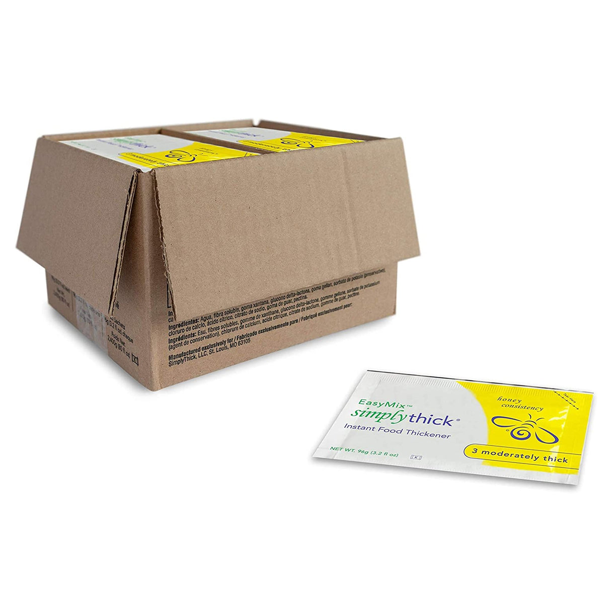 Food and Beverage Thickener SimplyThick® Easy Mix 96 Gram Individual Packet Unflavored Gel IDDSI Level 3 Moderately Thick/Liquidized - BeHope