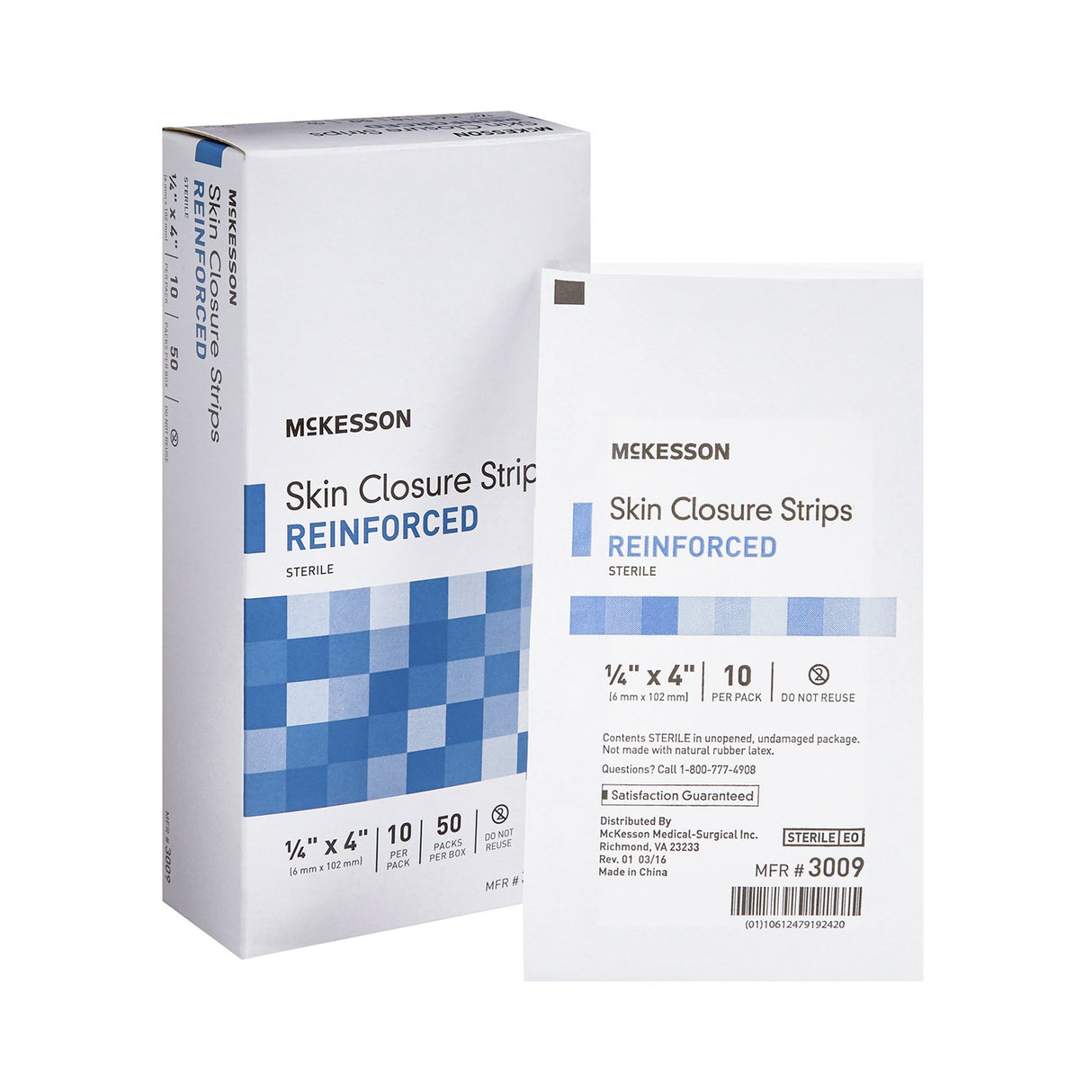 Skin Closure Strip McKesson 1/4 X 4 Inch Nonwoven Material Reinforced Strip White - BeHope