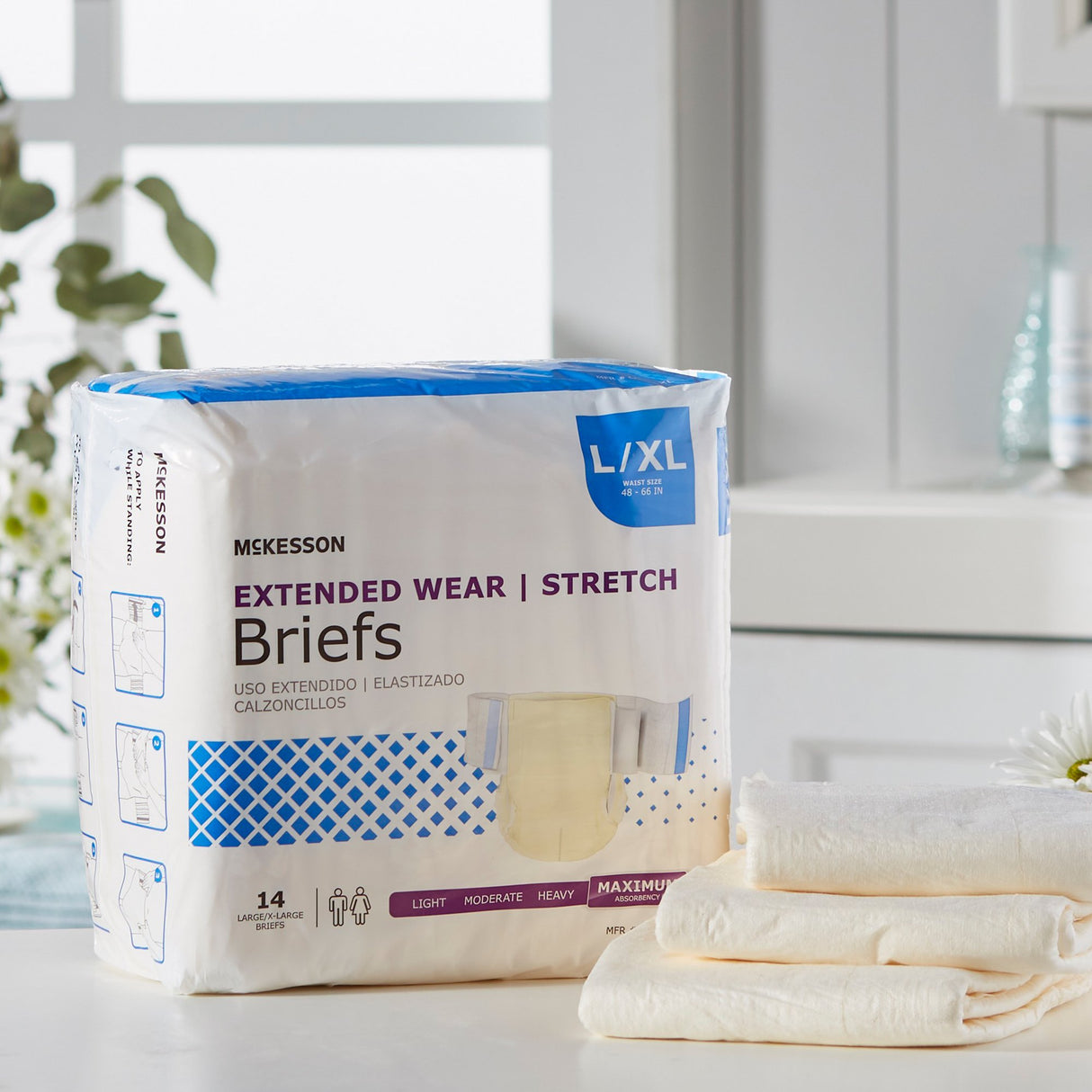 Unisex Adult Incontinence Brief McKesson Extended Wear Large / X-Large Disposable Heavy Absorbency - BeHope