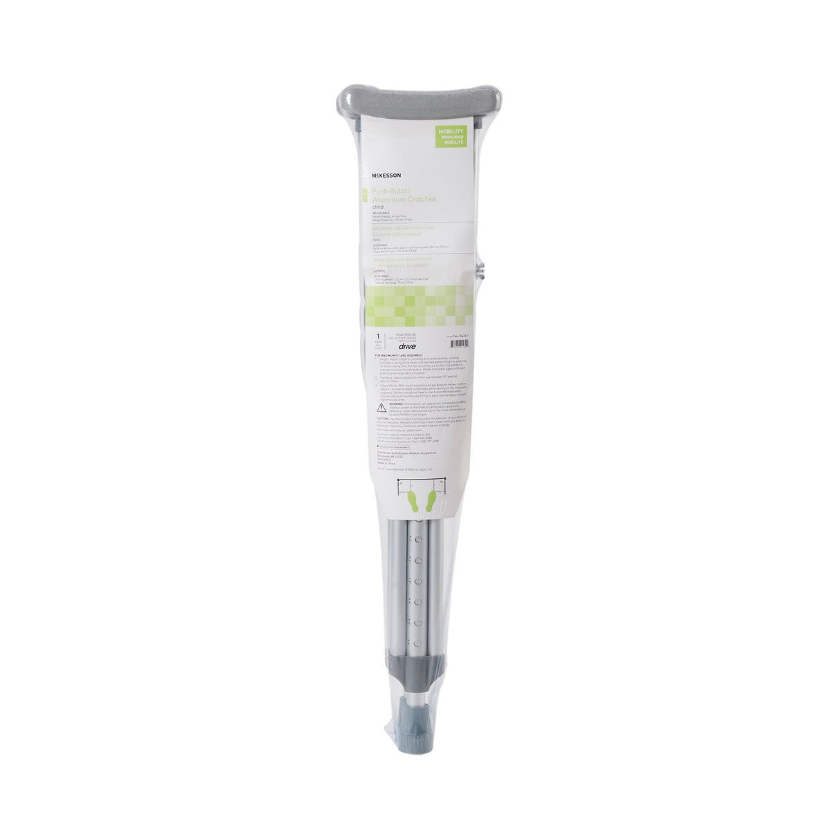 Underarm Crutches McKesson Pediatric 4 Foot to 4 Foot 6 Inch User Height Aluminum Frame 175 lbs. Weight Capacity - BeHope