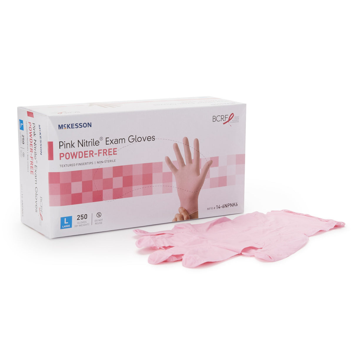 Exam Glove McKesson Pink Nitrile® Large NonSterile Nitrile Standard Cuff Length Textured Fingertips Pink Not Rated - BeHope