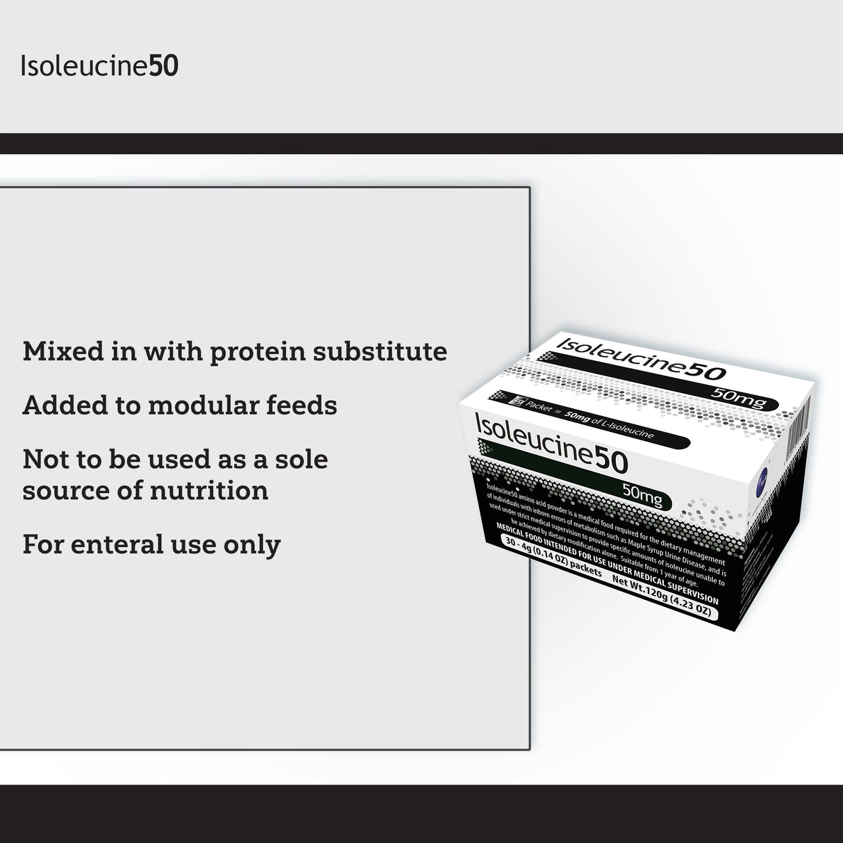 Oral Supplement Isoleucine50 Unflavored Powder 4 Gram Individual Packet - BeHope