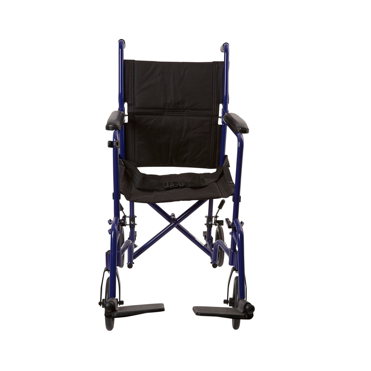 Transport Chair McKesson 19 Inch Seat Width Full Length Arm Swing-Away Footrest Aluminum Frame with Blue Finish - BeHope