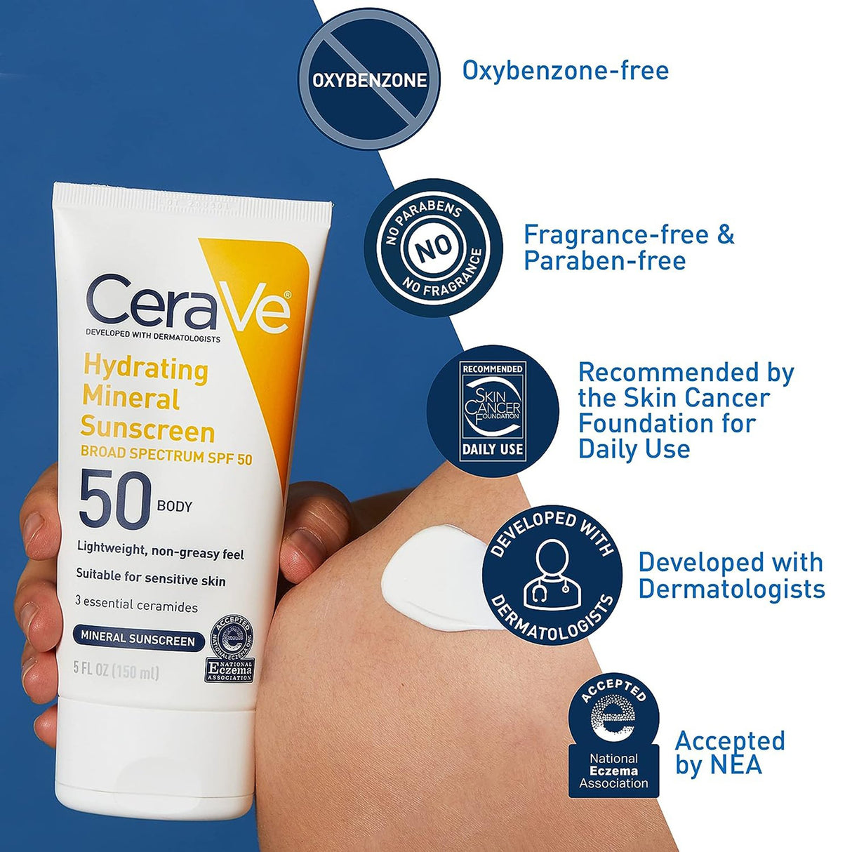Sunscreen CeraVe® Hydrating Mineral Sunscreen SPF 50 Lotion 5 oz. Tube - BeHope