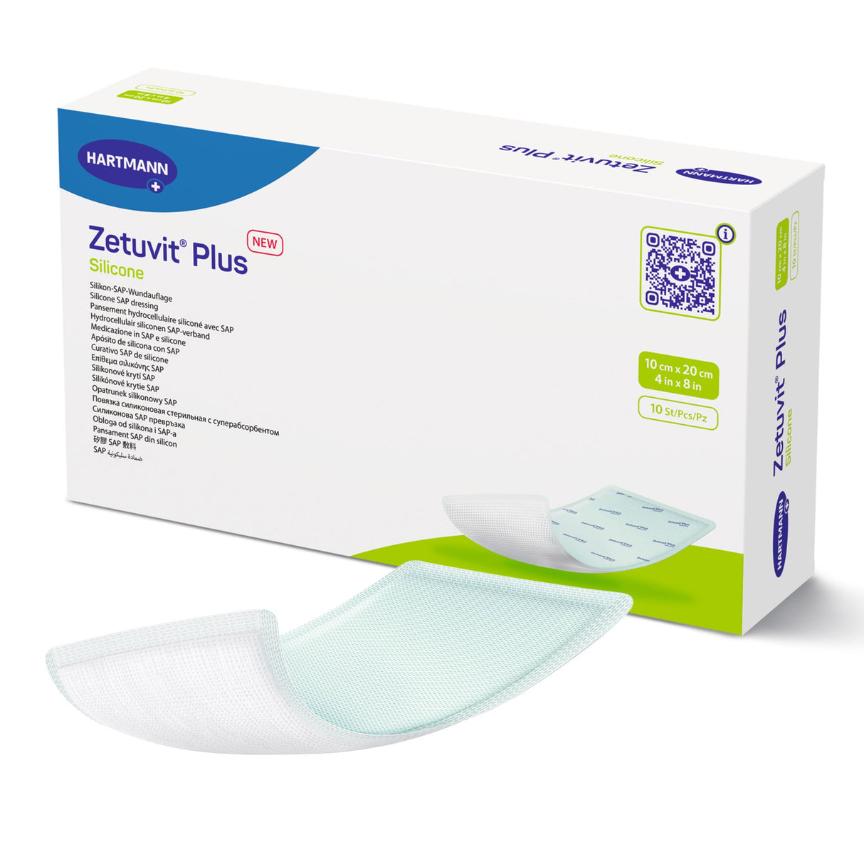 Super Absorbent Dressing Zetuvit® Plus Silicone Silicone Adhesive 4 X 8 Inch Rectangle - BeHope