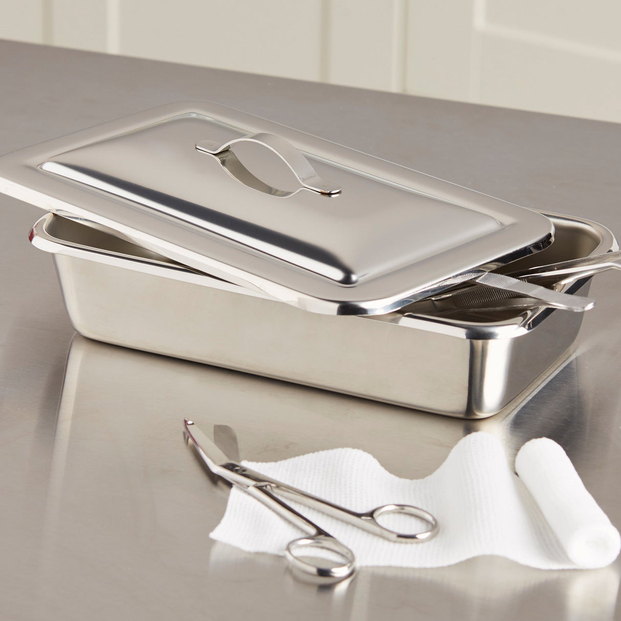 Instrument Tray McKesson Strap Handle Stainless Steel 8-7/8 X 5 X 2 Inch - BeHope