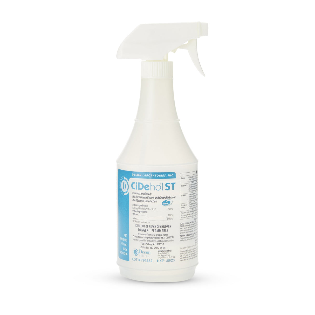 Surface Disinfectant Cleaner CiDehol® ST Alcohol Based Trigger Spray Liquid 16 oz. Bottle Alcohol Scent Sterile - BeHope