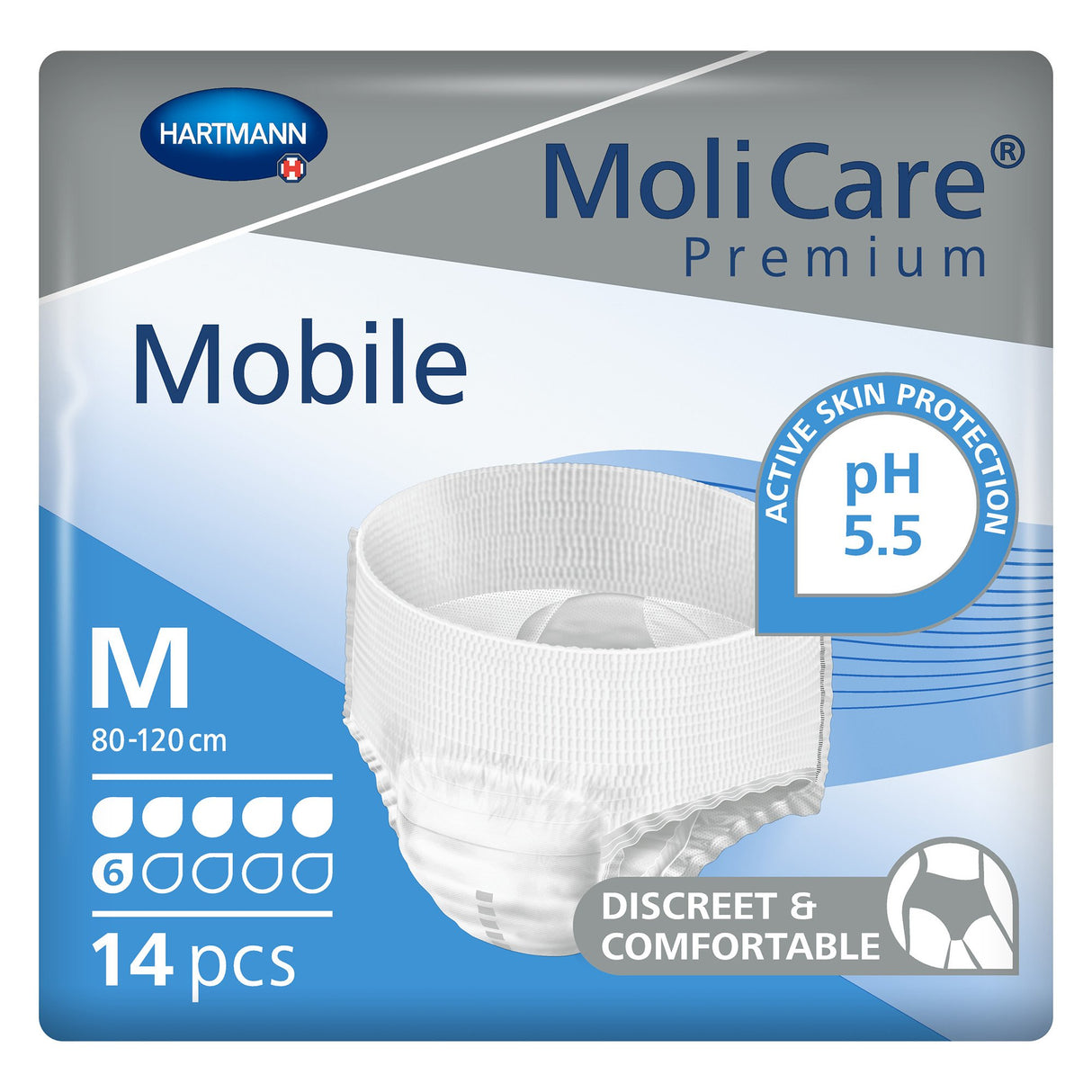 Unisex Adult Absorbent Underwear MoliCare® Premium Mobile 6D Pull On with Tear Away Seams Medium Disposable Moderate Absorbency - BeHope