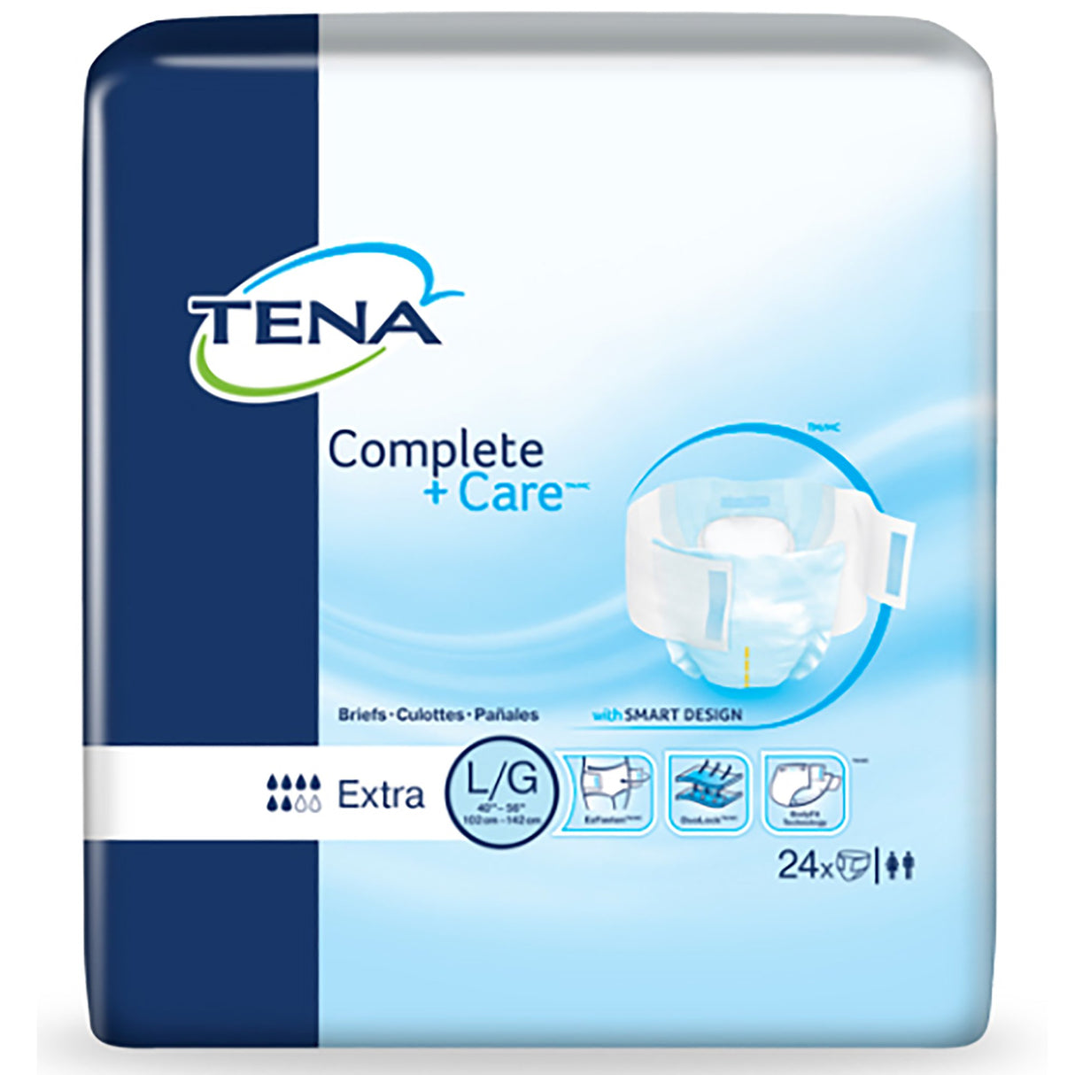 Unisex Adult Incontinence Brief TENA® Complete + Care™ Large Disposable Moderate Absorbency - BeHope