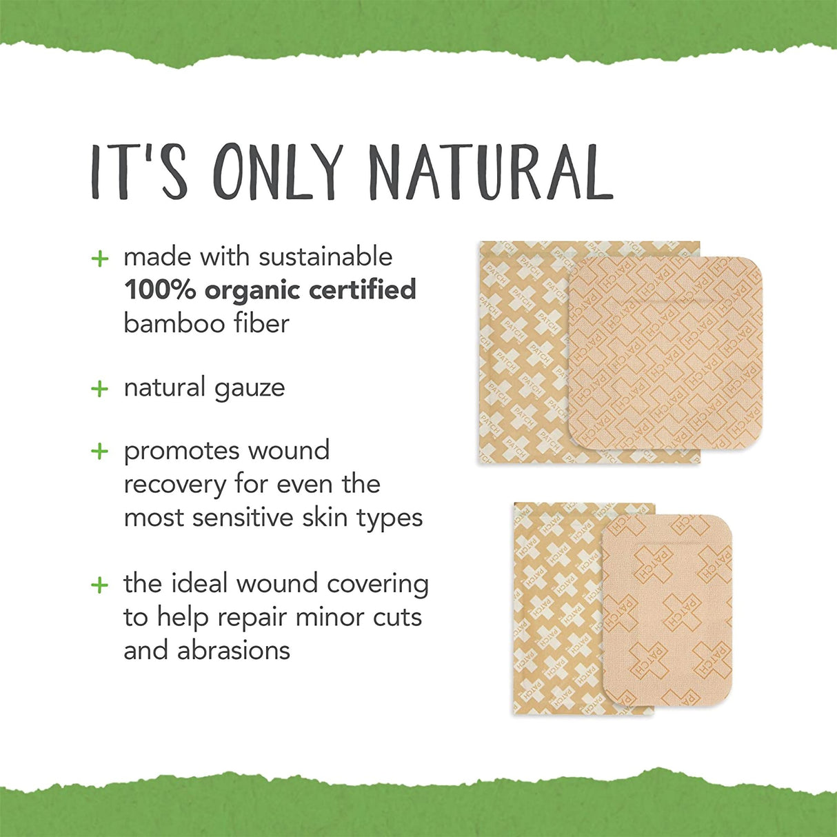 Adhesive Strip Patch™ Bamboo Tan 2 X 3 Inch / 3 X 3 Inch Sterile - BeHope