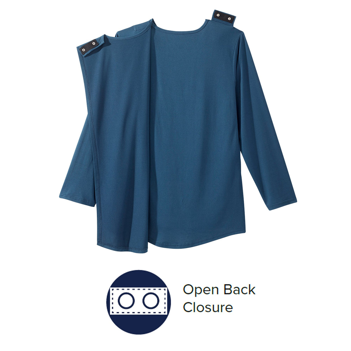 Adaptive Shirt Silverts® Large Navy Blue Without Pockets Long Sleeve Female - BeHope