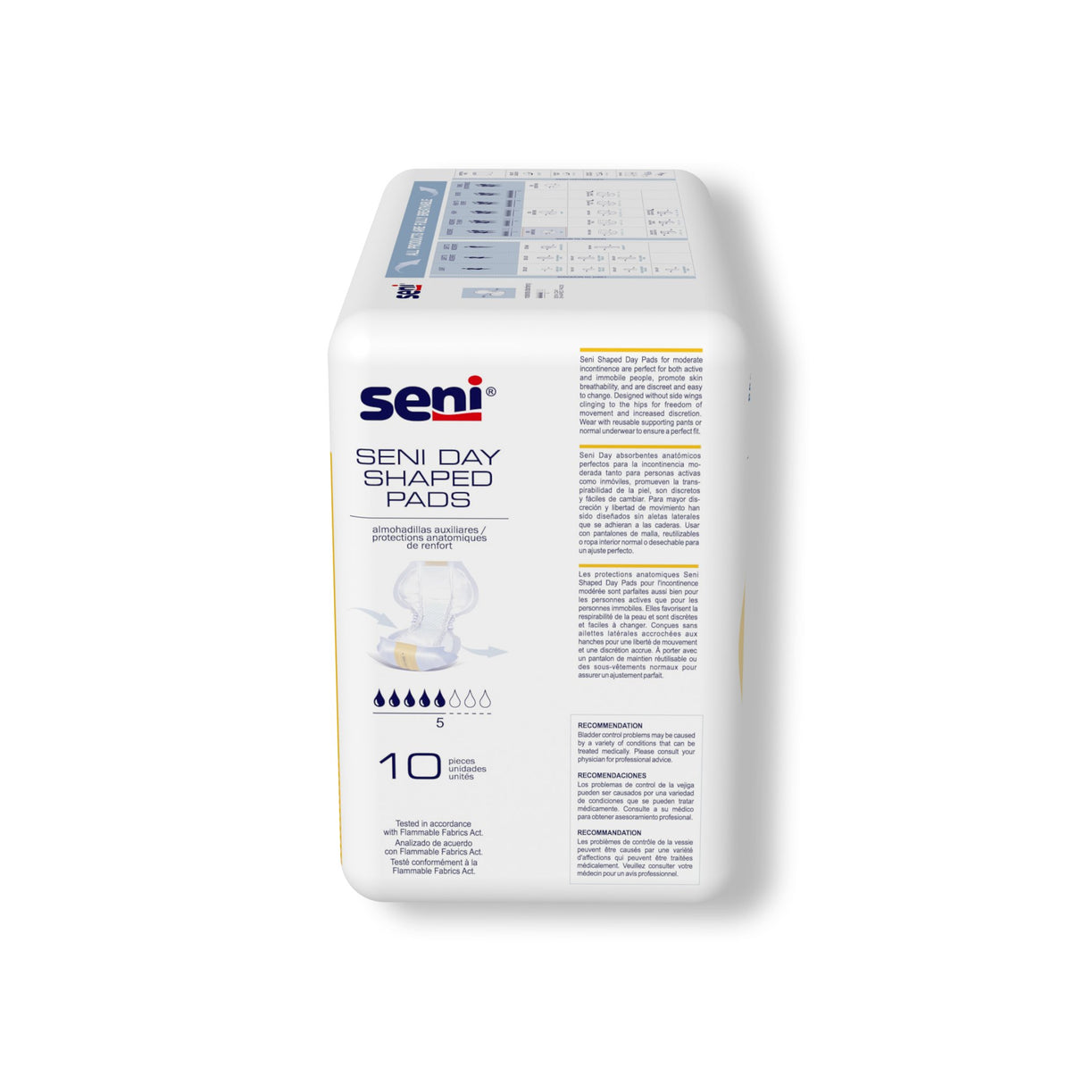 Incontinence Liner Seni® Shaped Day Pads 25 Inch Length Moderate Absorbency Super Absorbent Core One Size Fits Most - BeHope
