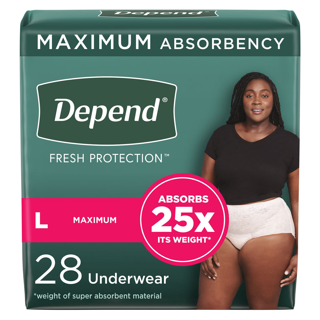 Female Adult Absorbent Underwear Depend® Fresh Protection Waistband Style Large Disposable Heavy Absorbency - BeHope